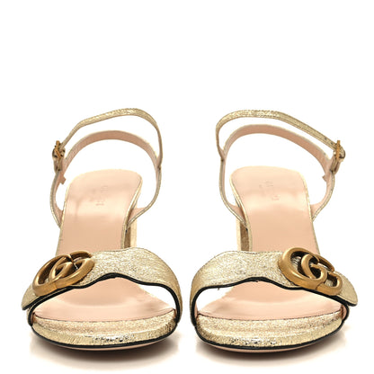 Gucci Galassia GG Marmont Ankle Wrap 75mm Sandals 39 Platino 2 of 8
