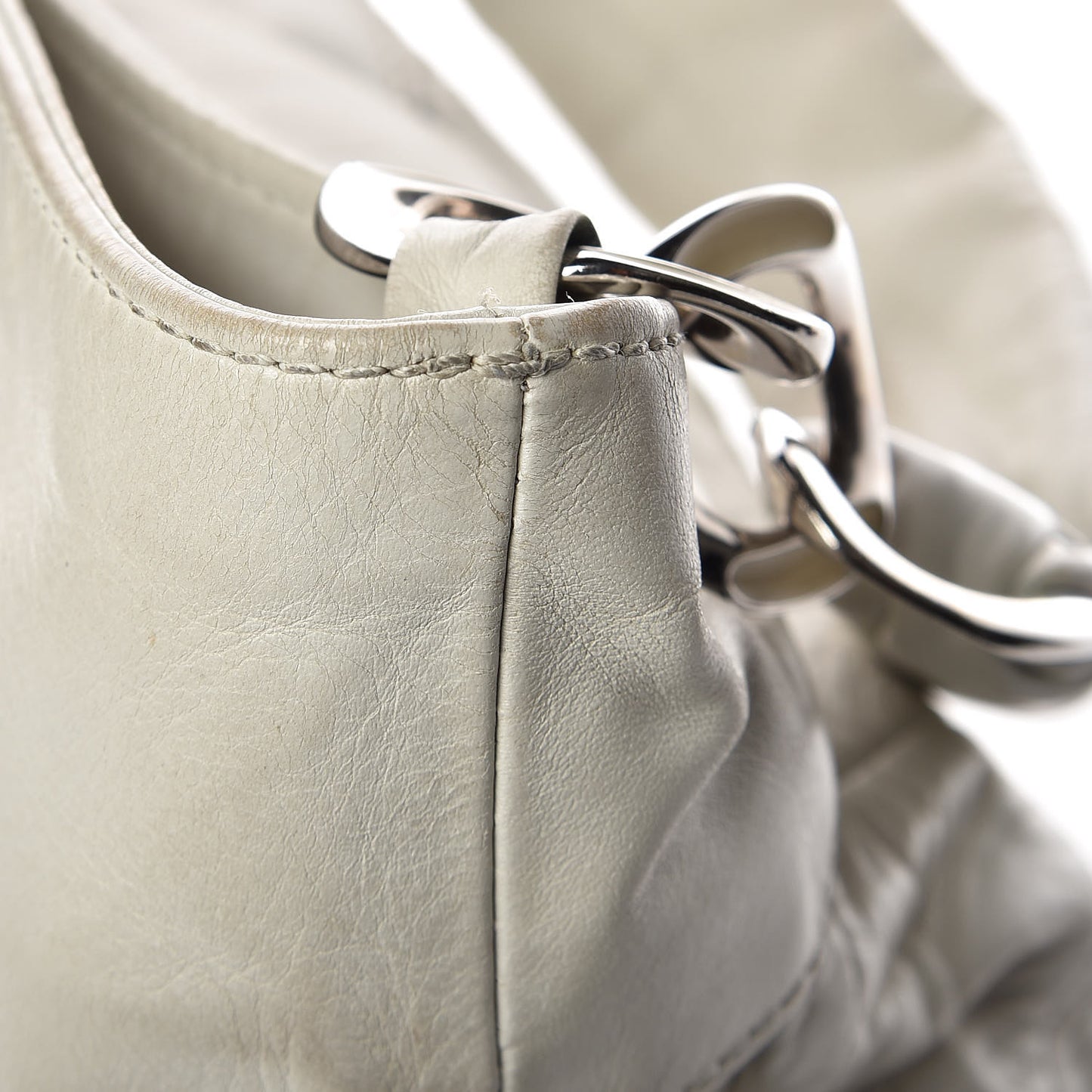 Calfskin Quilted Chain Hobo White