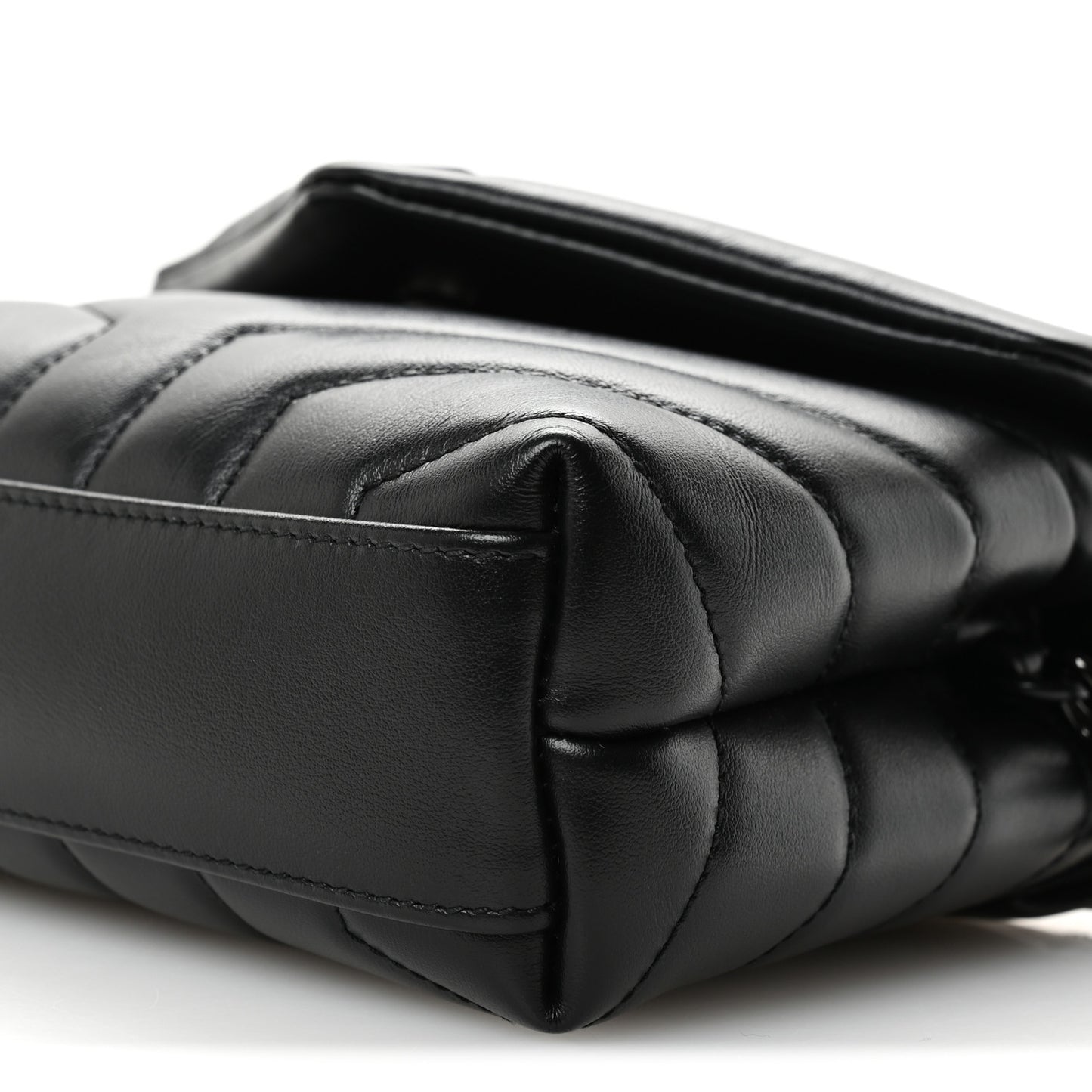 Calfskin Y Quilted Monogram Monochrome Toy Loulou Crossbody Bag Black