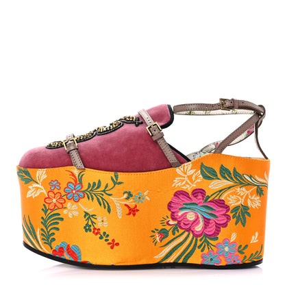 Gucci Velvet Silk Embellished Platform Detachable Slide 35.5 Tibet Red 1 of 10