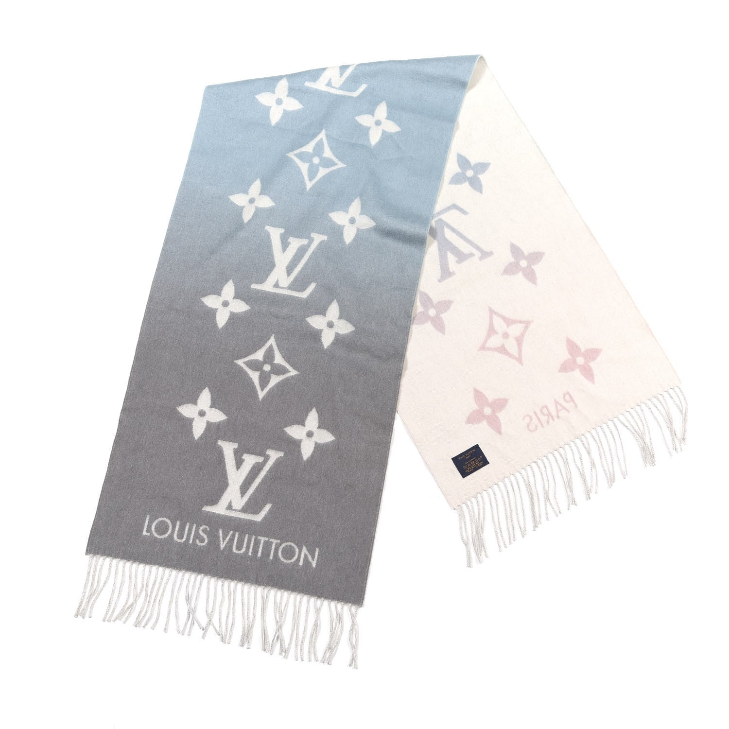 Louis Vuitton Cashmere Monogram Reykjavik Scarf Bleu Rose 2 of 3