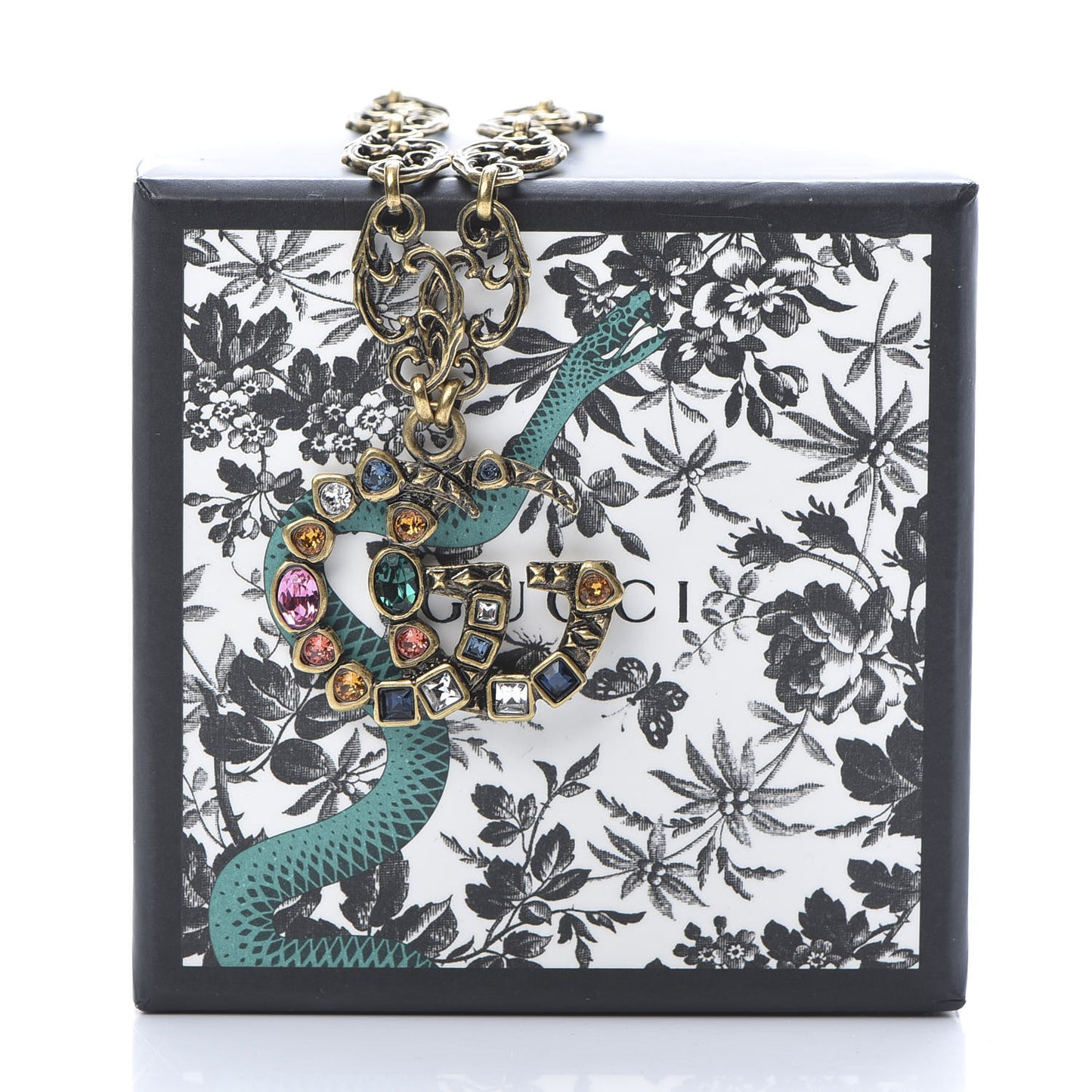 Crystal Marmont Necklace Aged Gold Multicolor