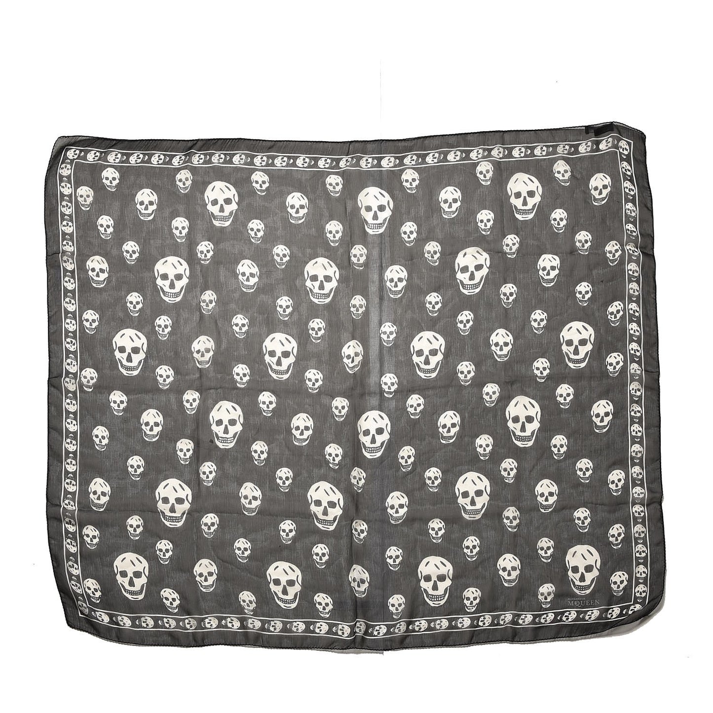Silk Chiffon Skull Scarf Black Ivory