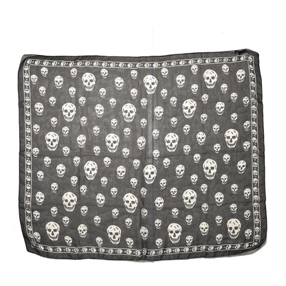 Alexander McQueen Silk Chiffon Skull Scarf Black Ivory 3 of 6