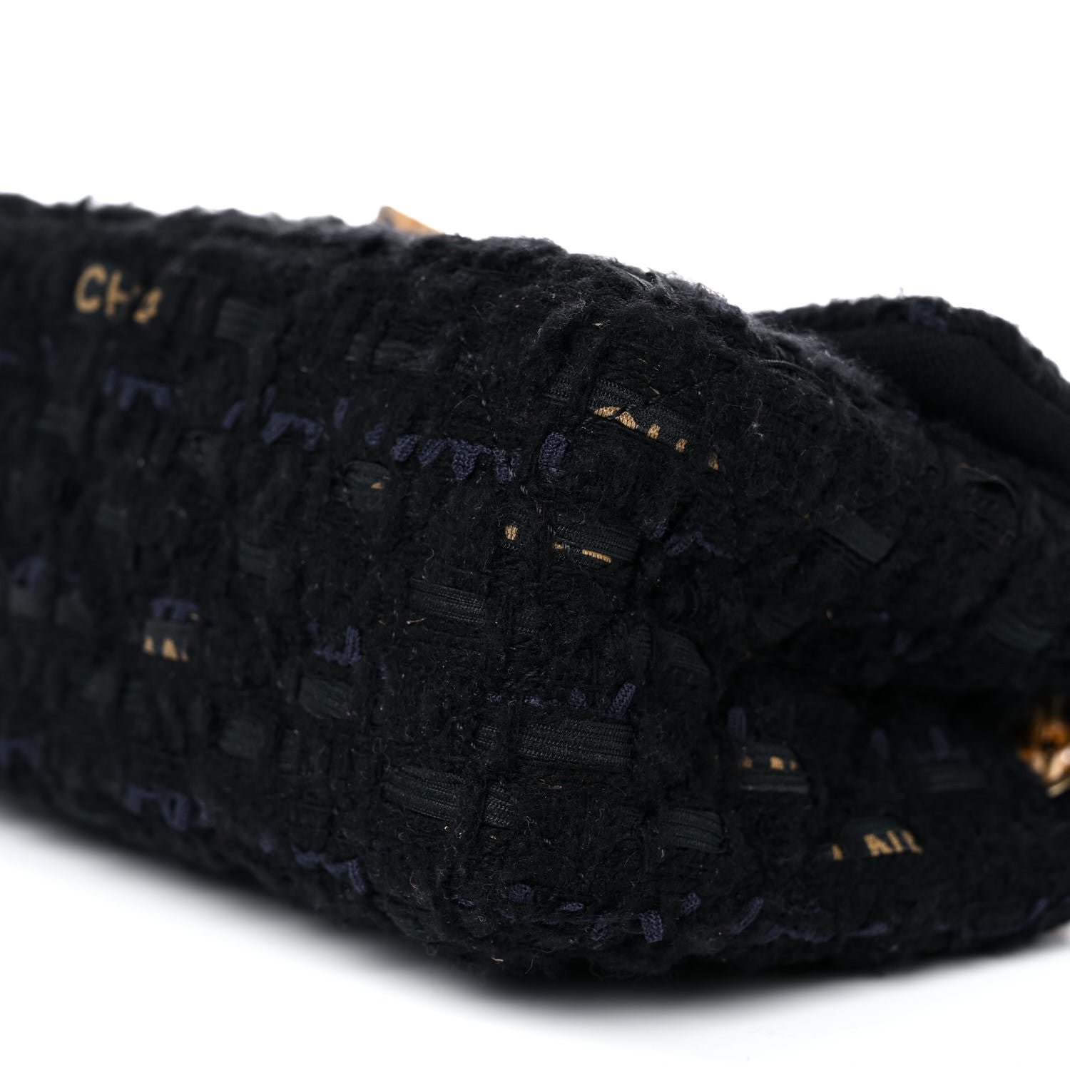 Chanel Tweed Quilted Mini 2.55 Reissue Flap Black Gold Navy 9 of 11