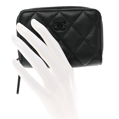 Chanel Pearly Lambskin Quilted Zip Coin Purse So Black 2 of 8