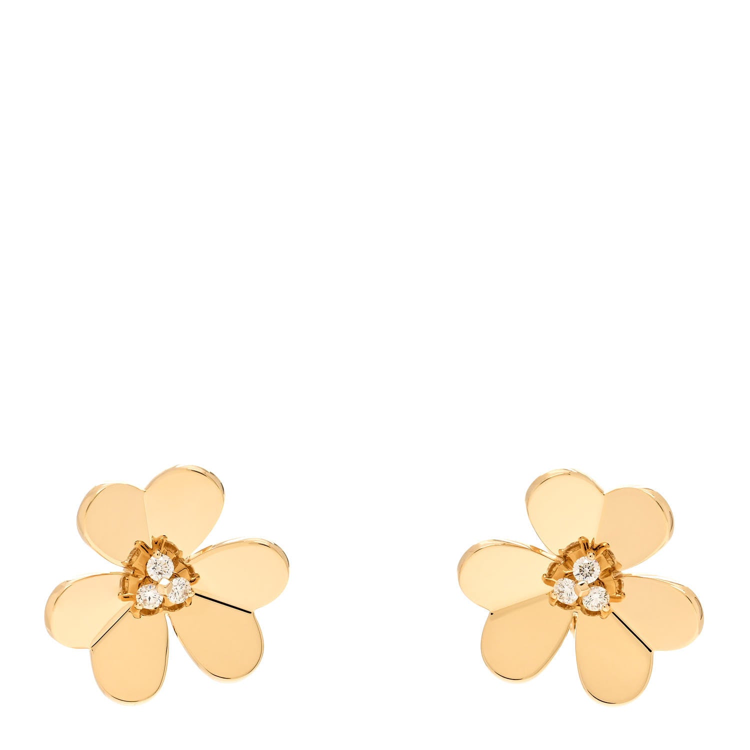 Van Cleef & Arpels 18K Yellow Gold Diamond Large Frivole Earrings 1 of 5
