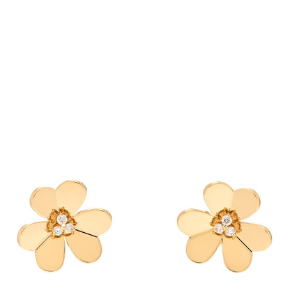 Van Cleef & Arpels 18K Yellow Gold Diamond Large Frivole Earrings 1 of 5