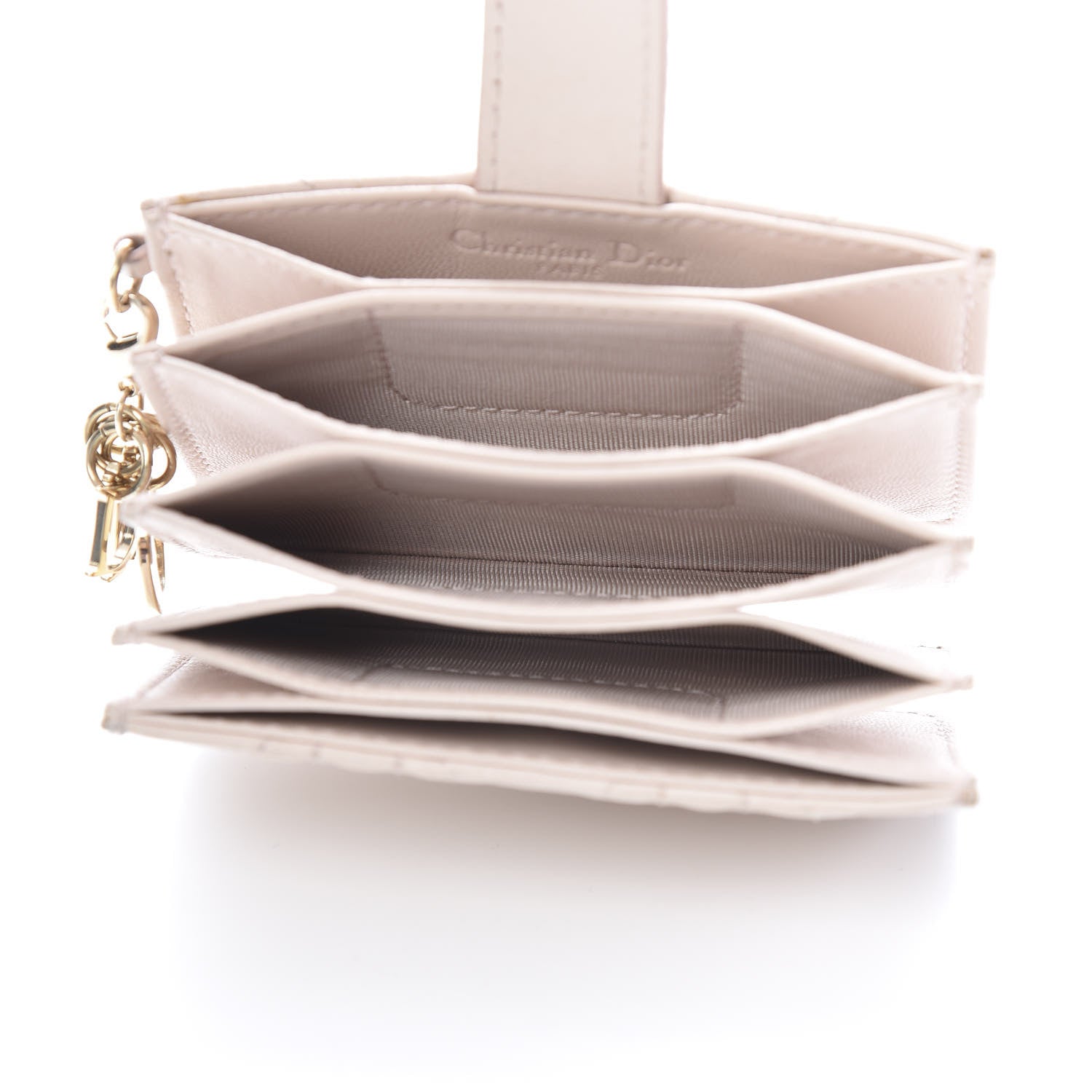 Christian Dior Lambskin Cannage Lady Dior 5-Gusset Card Holder Light Pink 5 of 11