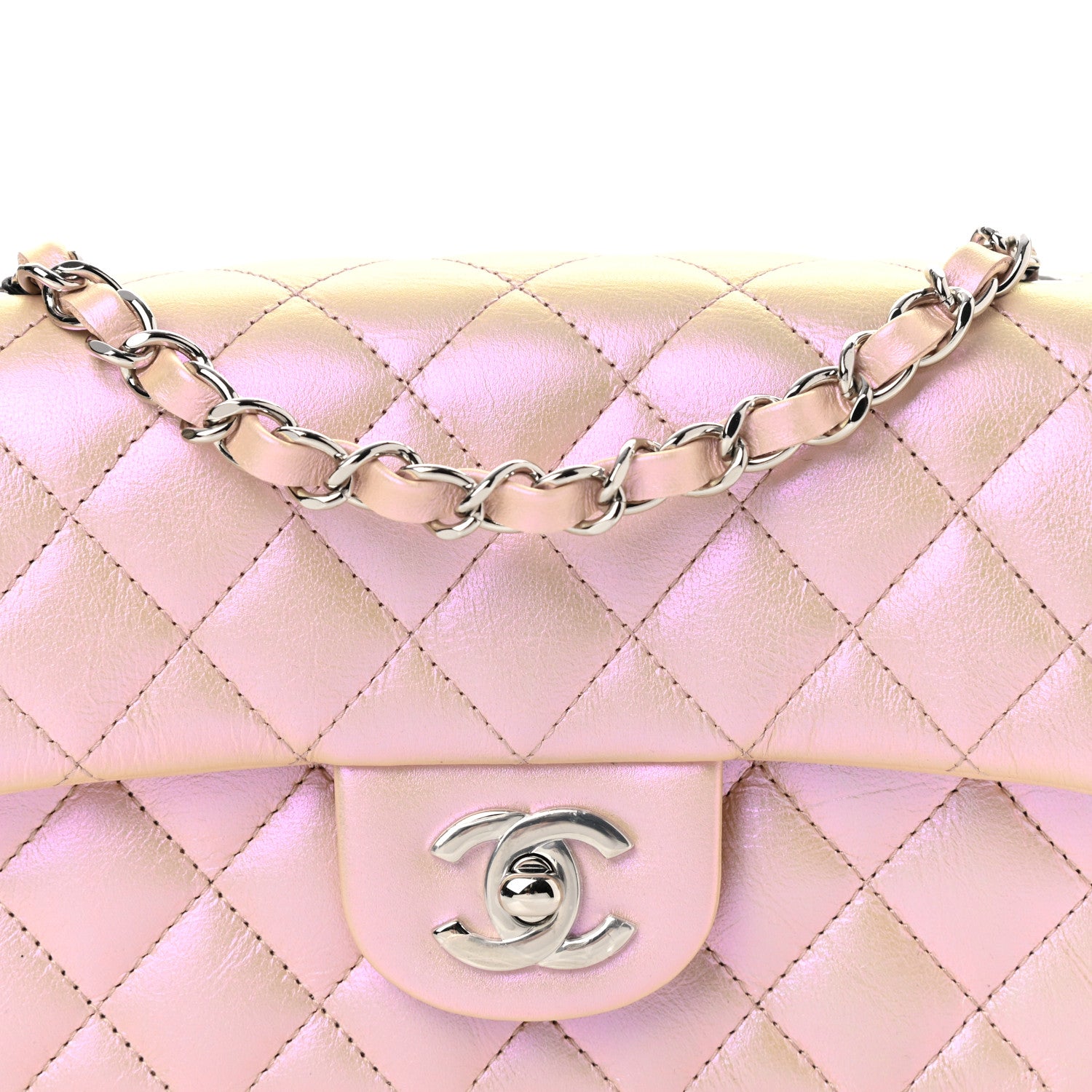 Chanel Iridescent Calfskin Quilted Mini Rectangular Flap Pink 8 of 8