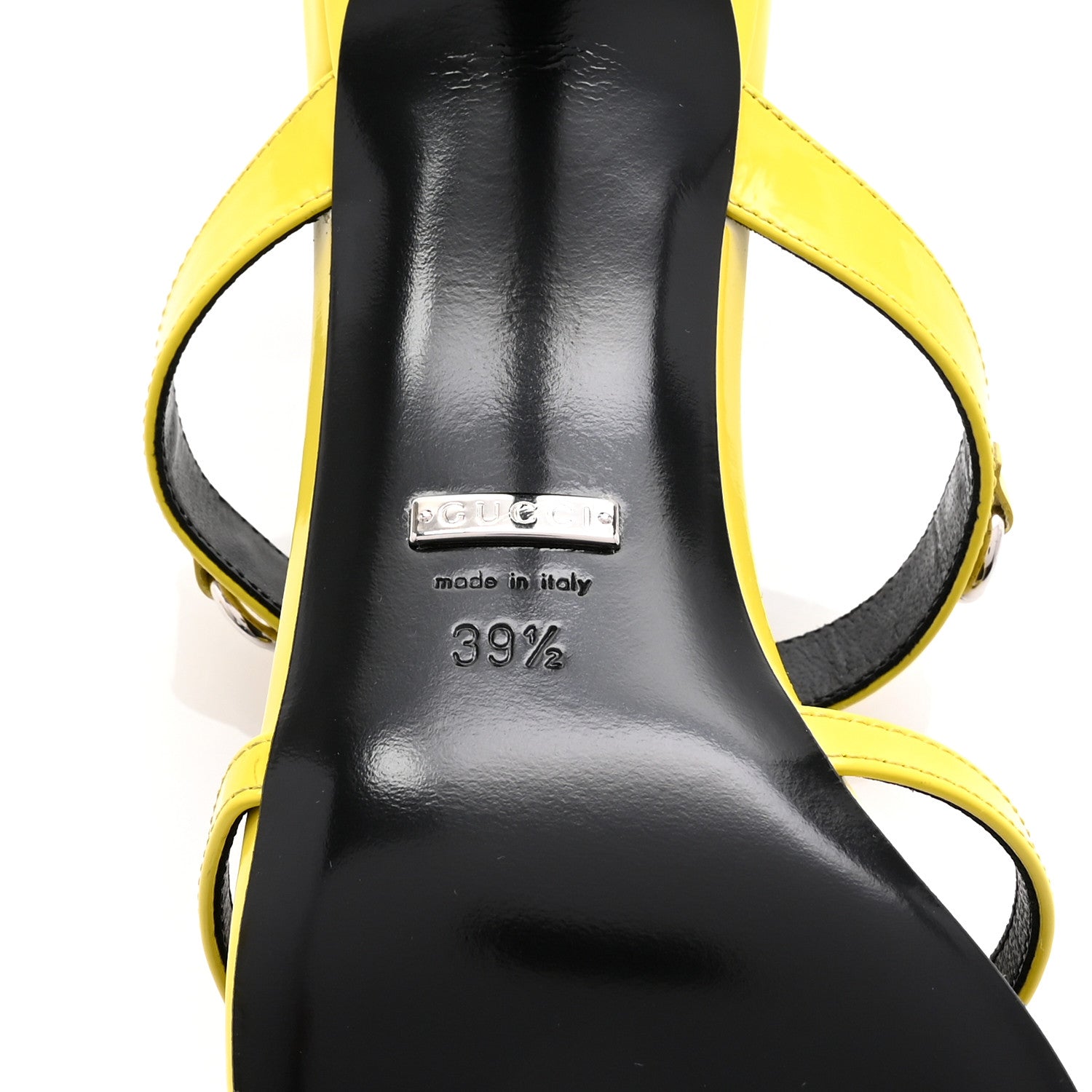 Gucci Patent Calfskin Horsebit Divine 75mm Slide Sandals 39.5 Acid Lime 7 of 9