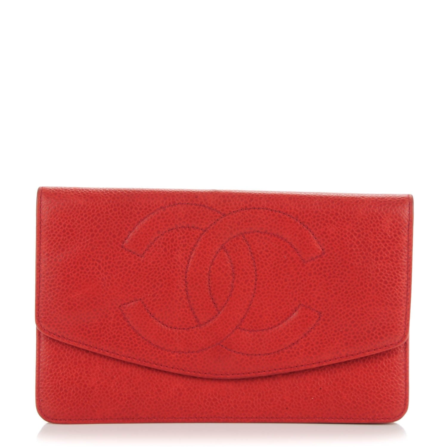 Chanel Caviar CC Flap Wallet Red 1 of 9