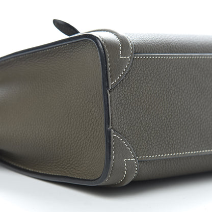 Celine Drummed Calfskin Nano Luggage Stone 9 of 12
