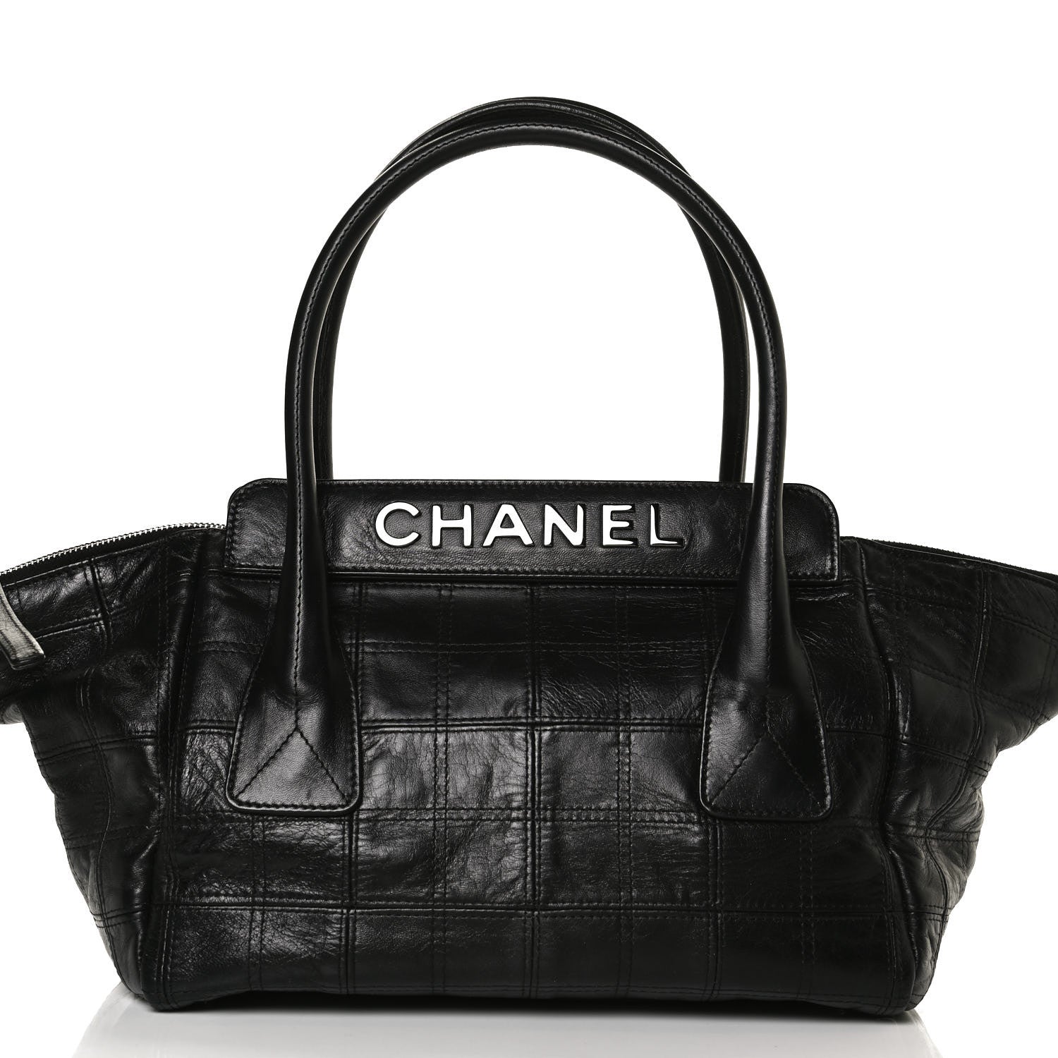 Chanel Lambskin Square Stitched Lax East West Tote Black 7 of 12