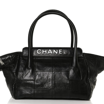 Chanel Lambskin Square Stitched Lax East West Tote Black 7 of 12