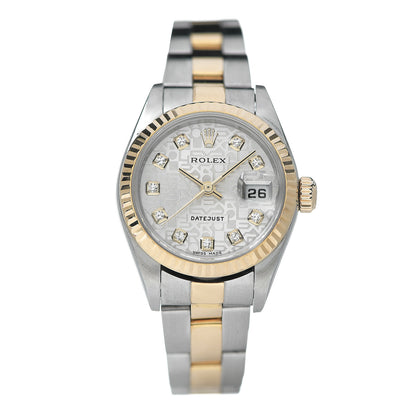 Rolex Stainless Steel 18K Yellow Gold Diamond 26mm Oyster Perpetual Datejust Watch Silver Jubilee 79173 1 of 6
