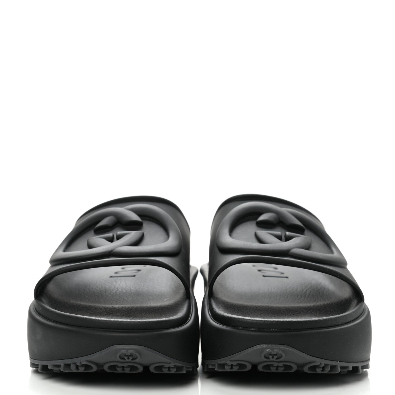 Gucci Soft Rubber Mens Interlocking G Platform 42mm Slide Sandals 8 Black 10 of 10