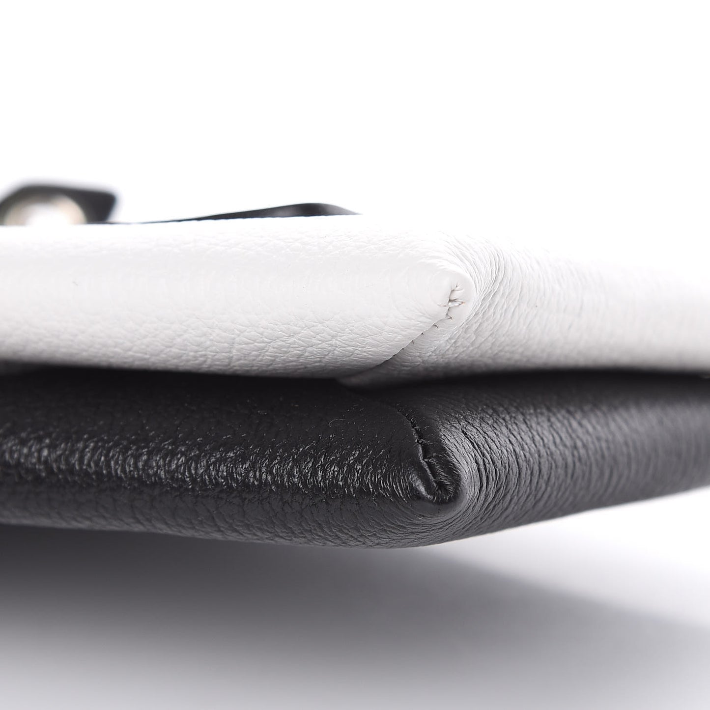 Calfskin Duetto Pouch Black White