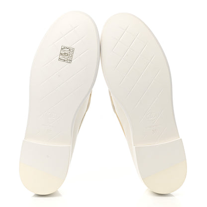 Chanel Lambskin Quilted CC Turnlock Loafers 38 White 5 of 9