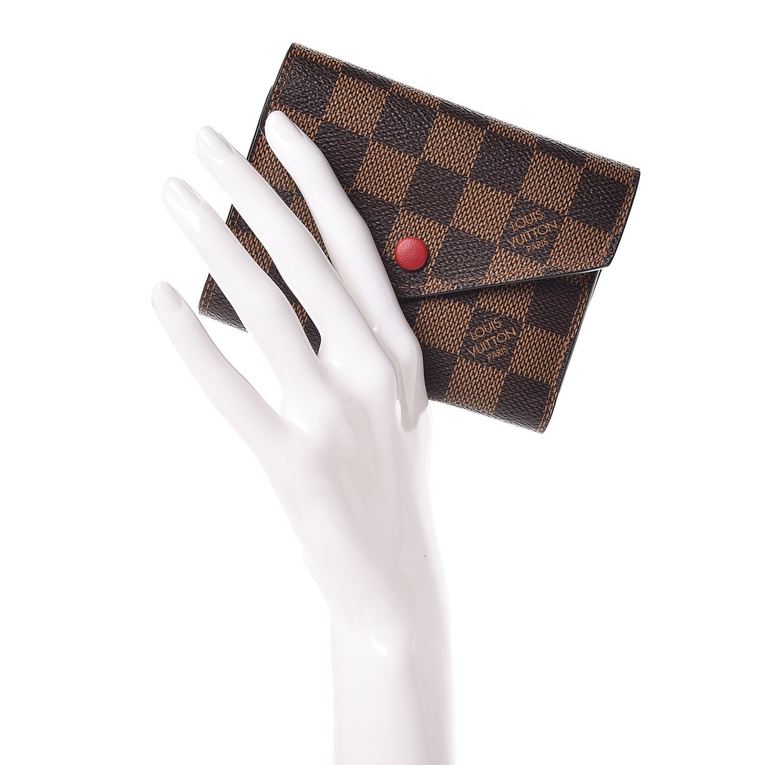 Louis Vuitton Damier Ebene Victorine Wallet Red 2 of 8