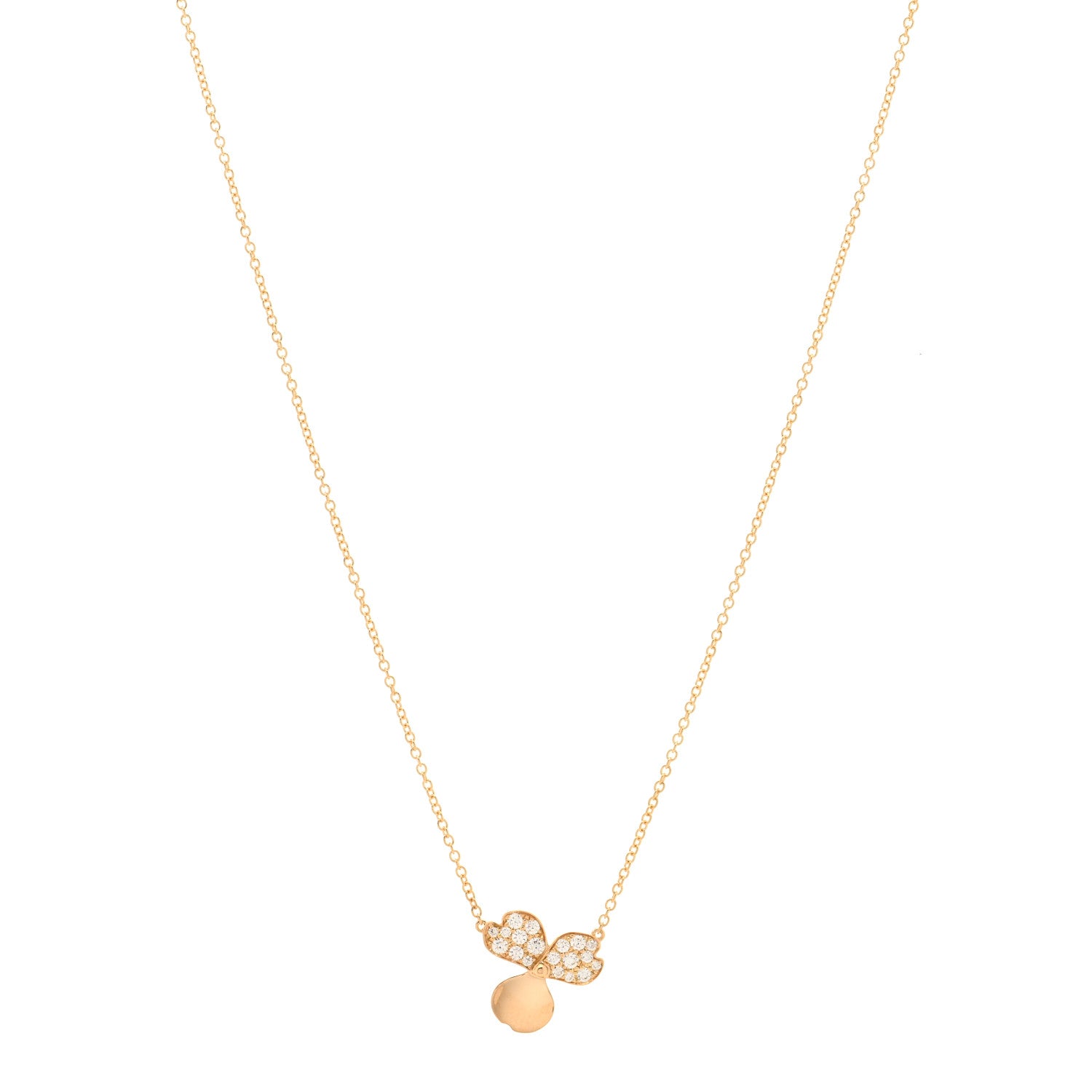 Tiffany 18K Rose Gold Diamond Paper Flowers Pendant Necklace 1 of 6