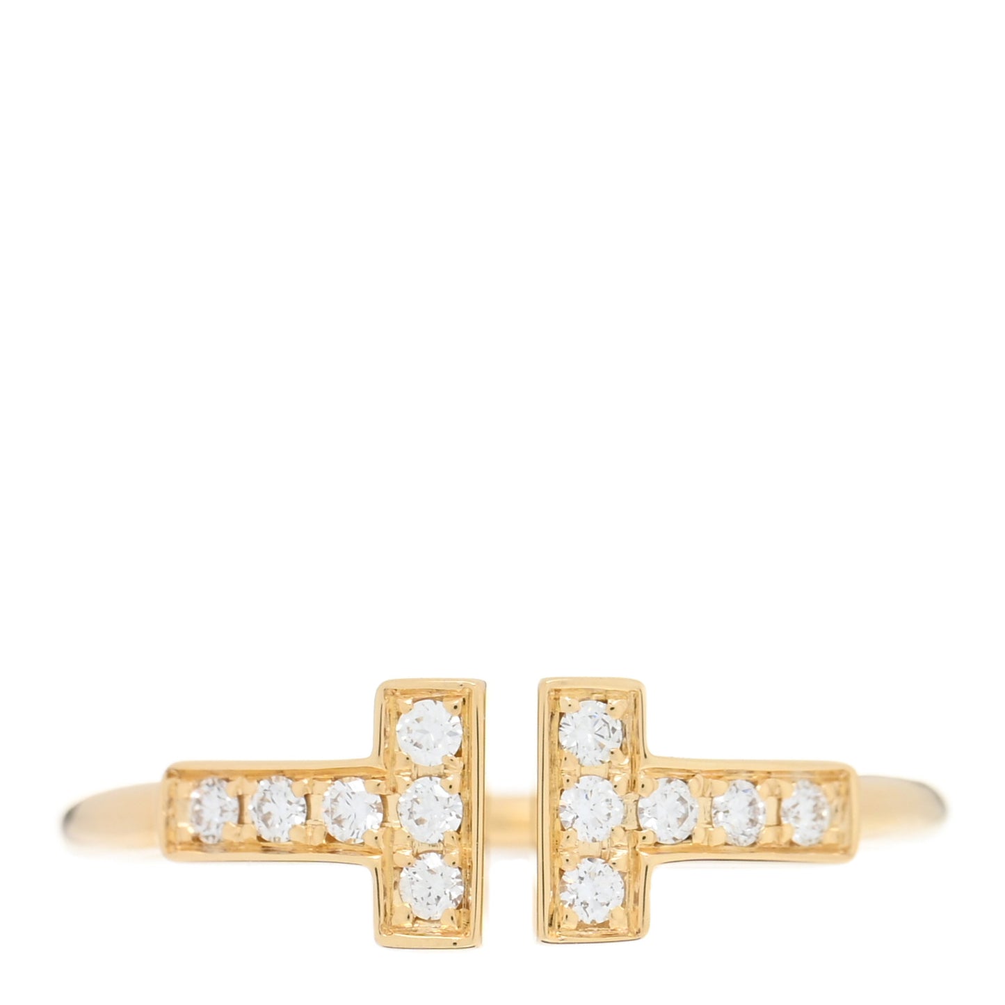 18K Yellow Gold Diamond T Wire Ring 52 6