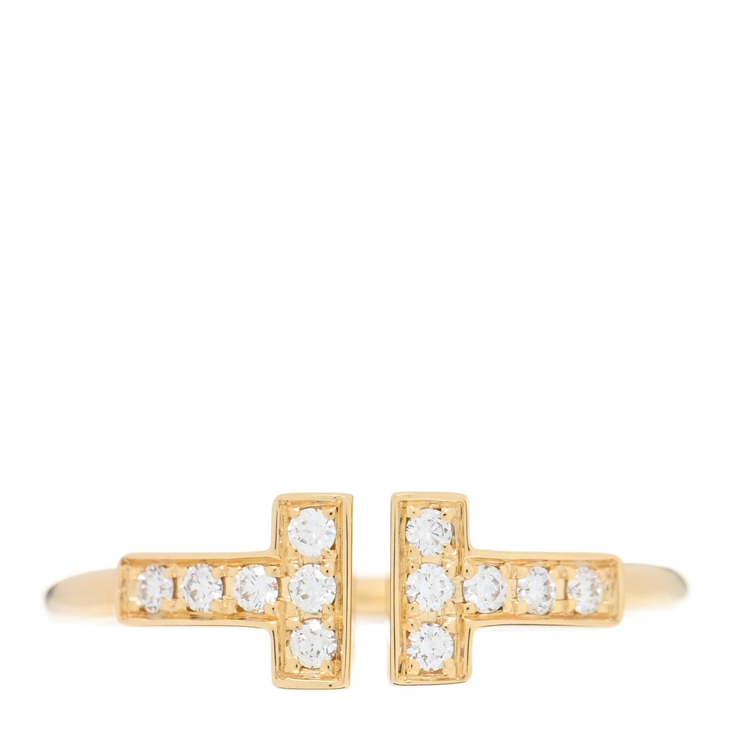 Tiffany 18K Yellow Gold Diamond T Wire Ring 52 6 1 of 4