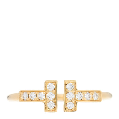 Tiffany 18K Yellow Gold Diamond T Wire Ring 52 6 1 of 4