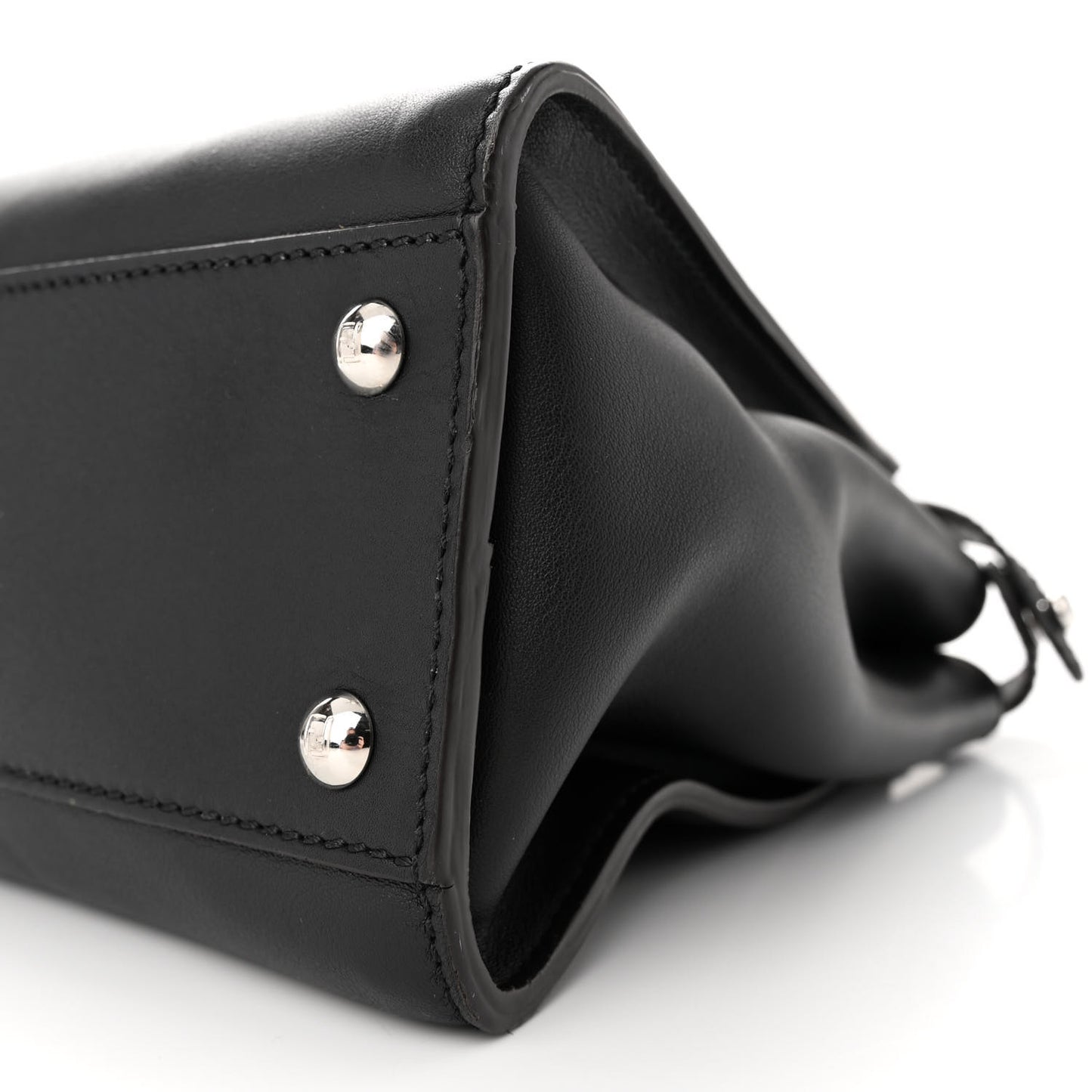 Vitello Seta Nappa Ribbon Medium Peekaboo Iconic Satchel Black Corteccia