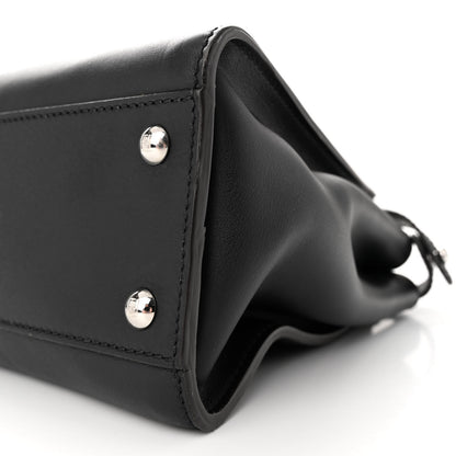 Fendi Vitello Seta Nappa Ribbon Medium Peekaboo Iconic Satchel Black Corteccia 10 of 13