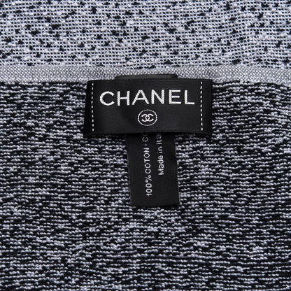 Chanel Terry Cotton CC Beach Towel Grey Black 3 of 3