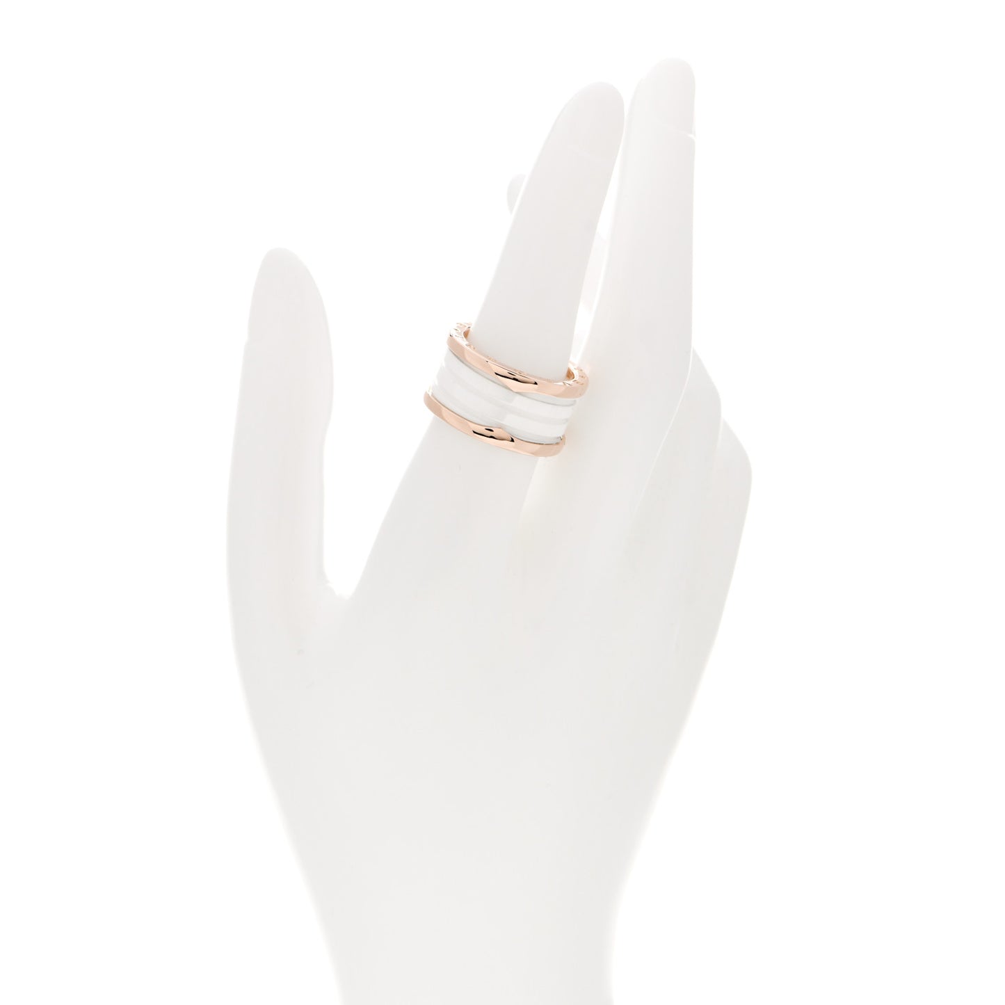 18K Rose Gold White Ceramic B.Zero1 Four-Band Ring 56 7.5