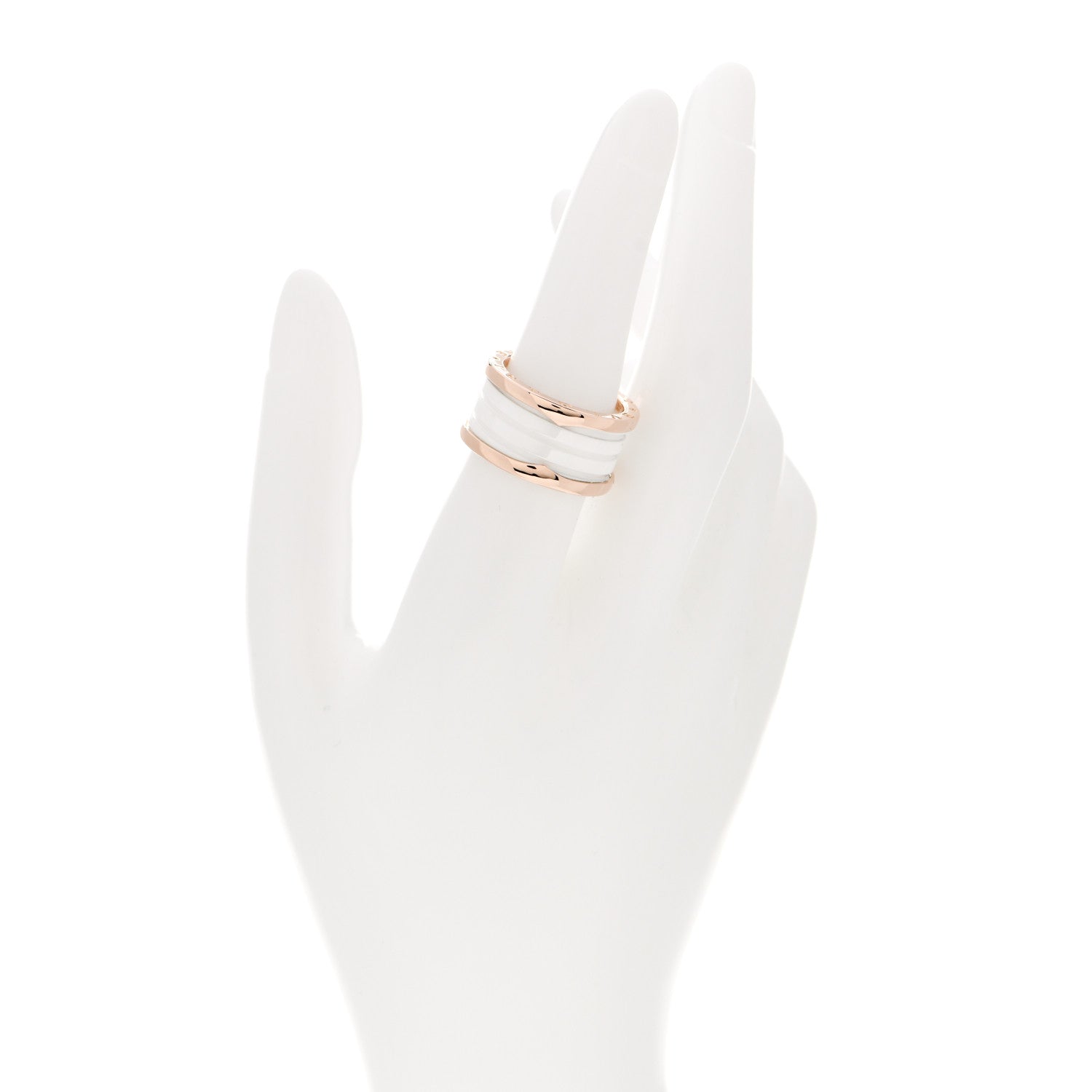 Bulgari 18K Rose Gold White Ceramic B.Zero1 Four-Band Ring 56 7.5 2 of 6