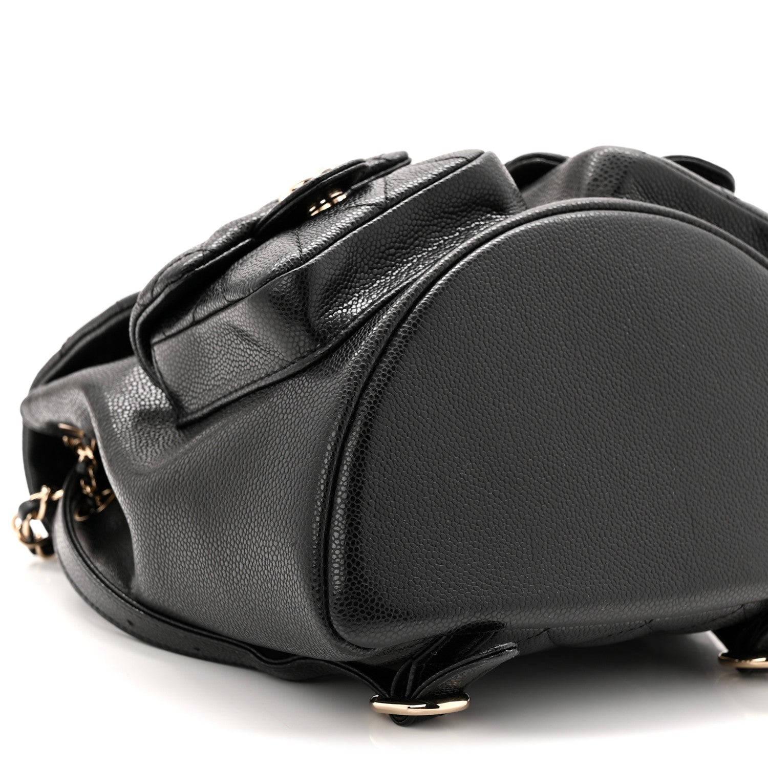 Chanel Shiny Caviar Quilted Medium Duma Pockets Drawstring Backpack Black 9 of 10