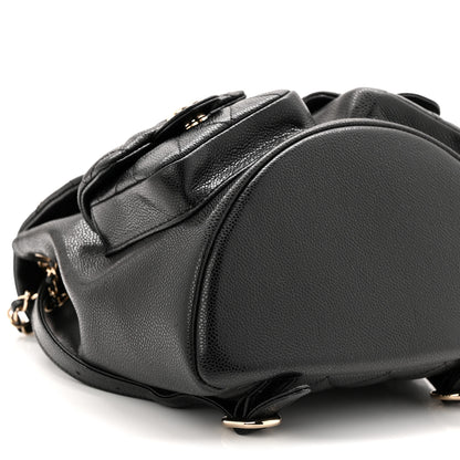 Chanel Shiny Caviar Quilted Medium Duma Pockets Drawstring Backpack Black 9 of 10