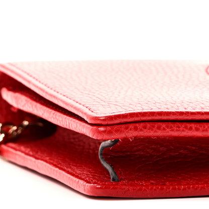 Gucci Pebbled Calfskin Soho Wallet on Chain Tabasco Red 8 of 10