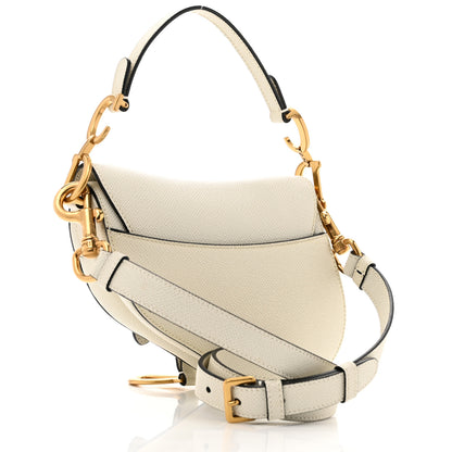 Christian Dior Grained Calfskin Mini Saddle Bag With Strap White 3 of 12
