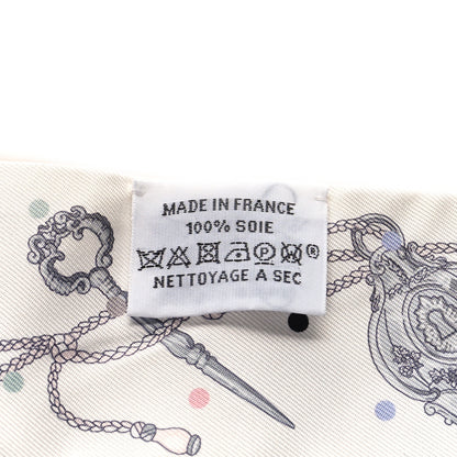 Hermes Silk Les Cles A Pois Twilly White Gris Acier 3 of 4