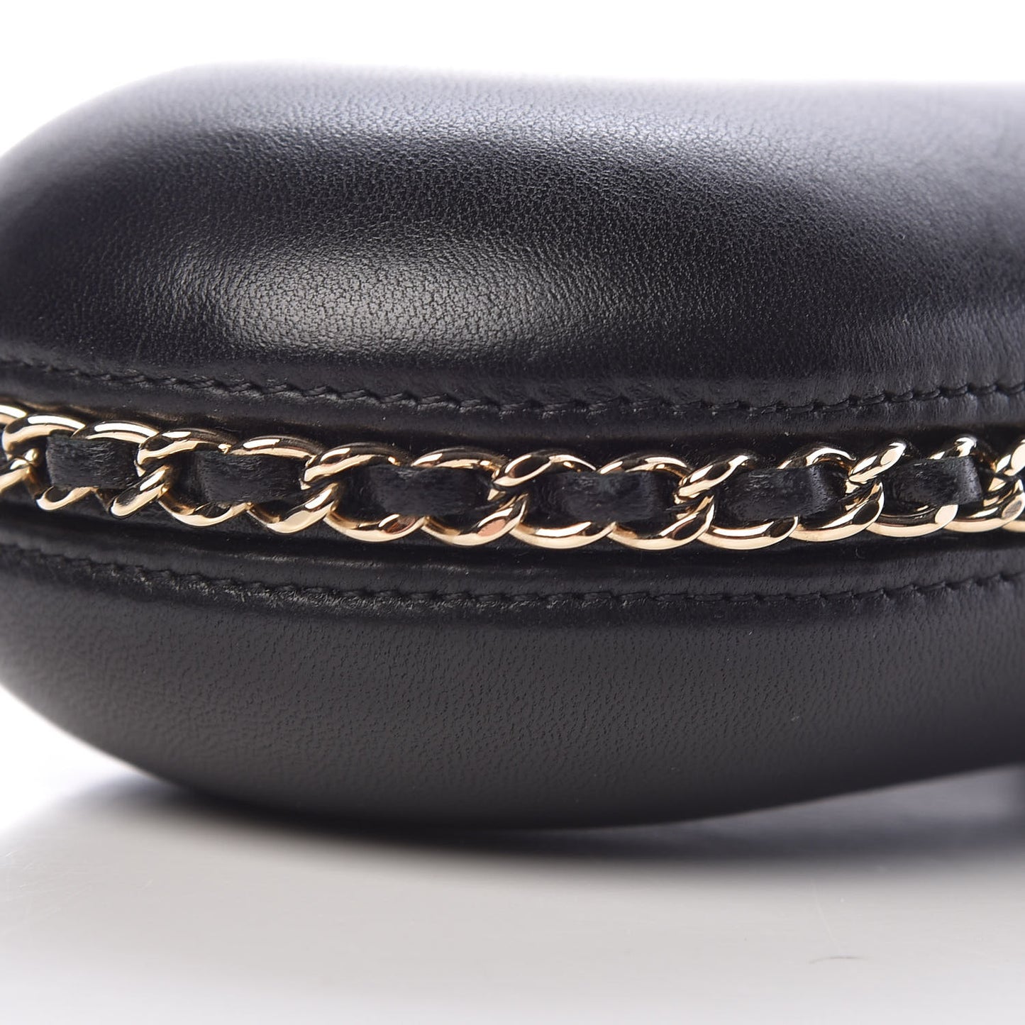 Lambskin Chain Around Phone Holder Black