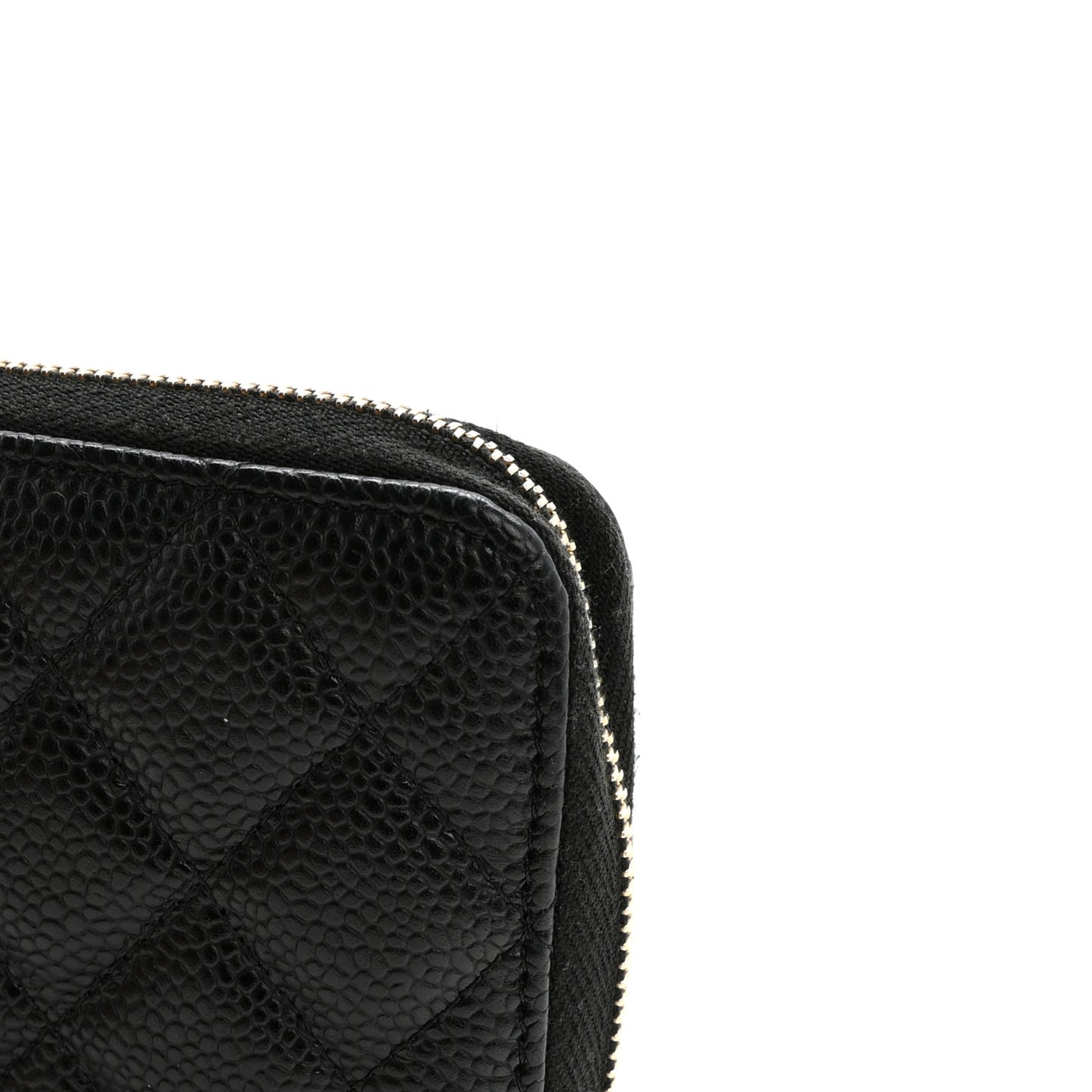 Caviar Quilted Large Gusset Zip Around Wallet Black