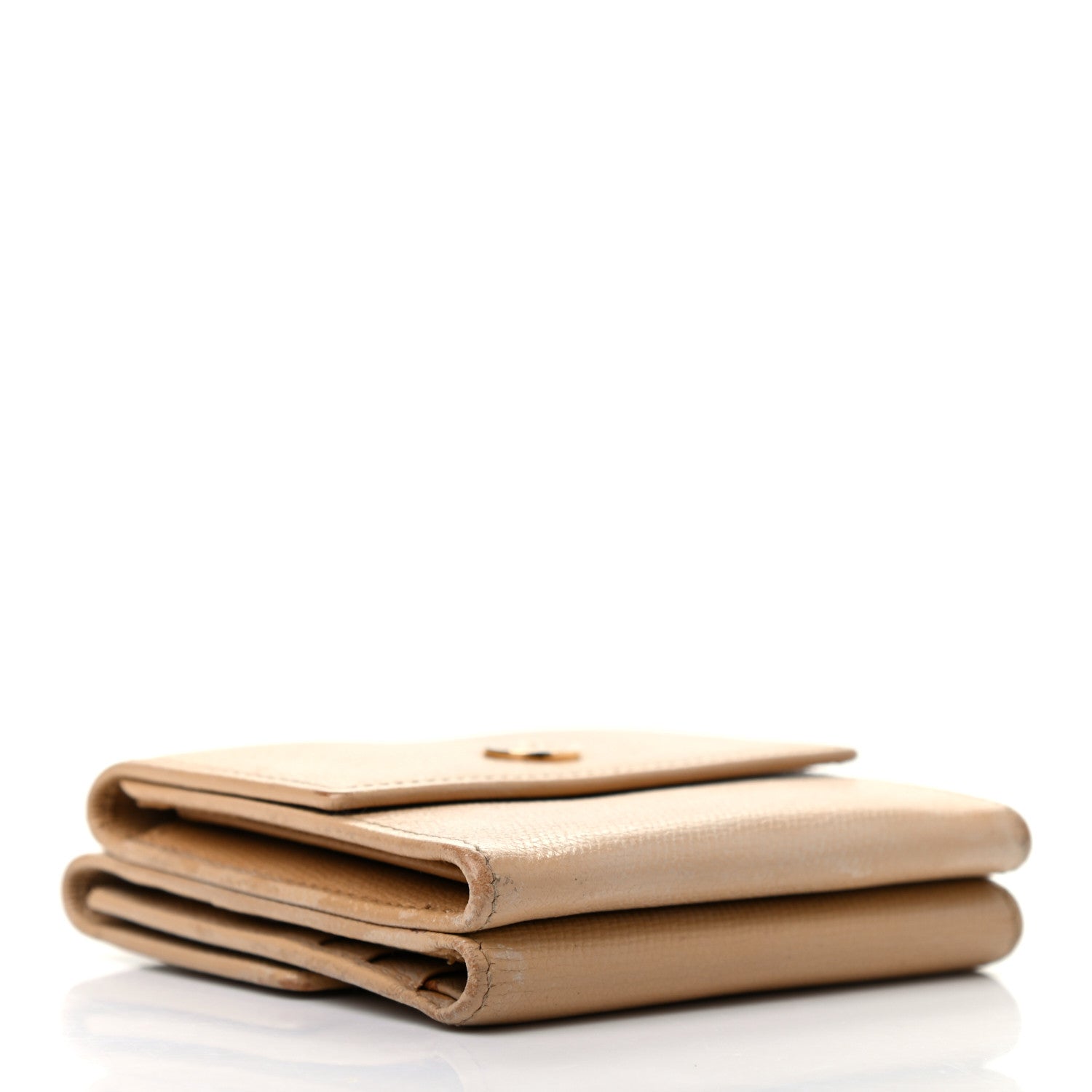 Chanel Grained Calfskin CC Button Compact Wallet Beige 4 of 14