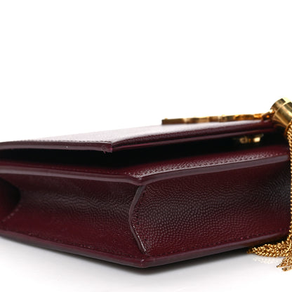 Saint Laurent Grain De Poudre Classic Monogram Kate Tassel Chain Wallet Burgundy 7 of 8