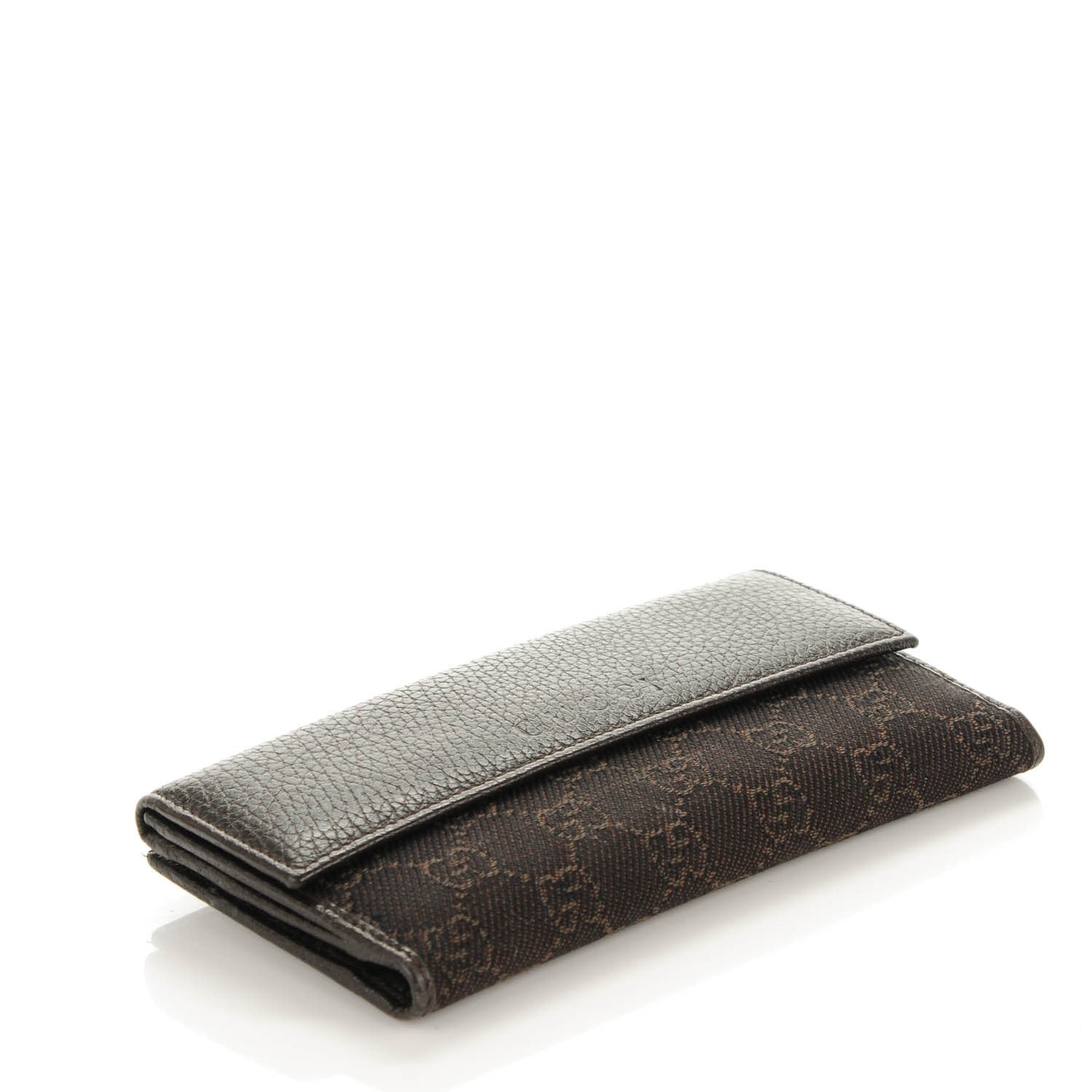 Gucci Denim Monogram Calfskin Continental Wallet Dark Brown 4 of 7