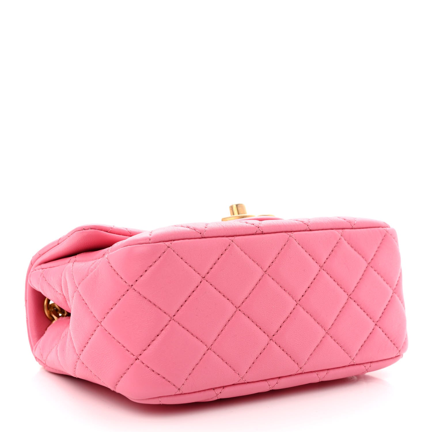 Chanel Lambskin Resin Quilted Mini Pearl Samba Square Flap Pink 4 of 11
