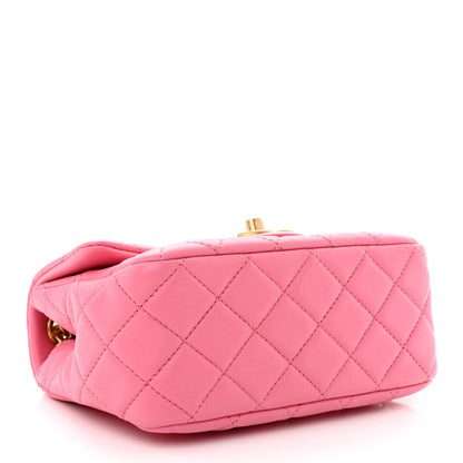 Chanel Lambskin Resin Quilted Mini Pearl Samba Square Flap Pink 4 of 11