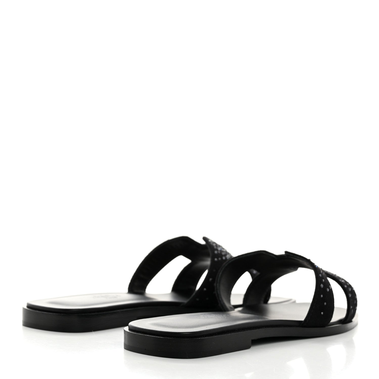 Hermes Suede Crystal Embellished Oran Sandals 38 Black 4 of 9