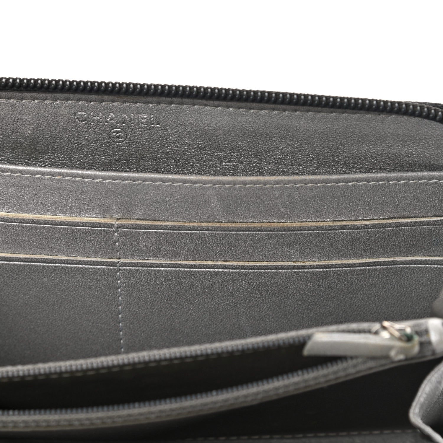 Chanel Lambskin Camellia Embossed Large Zip Around Gusset Wallet Black 12 of 18