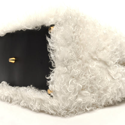 Fendi Mohair Vitello Aura Logo Large Fendi Sunshine Shopper Tote White Ebano 10 of 11