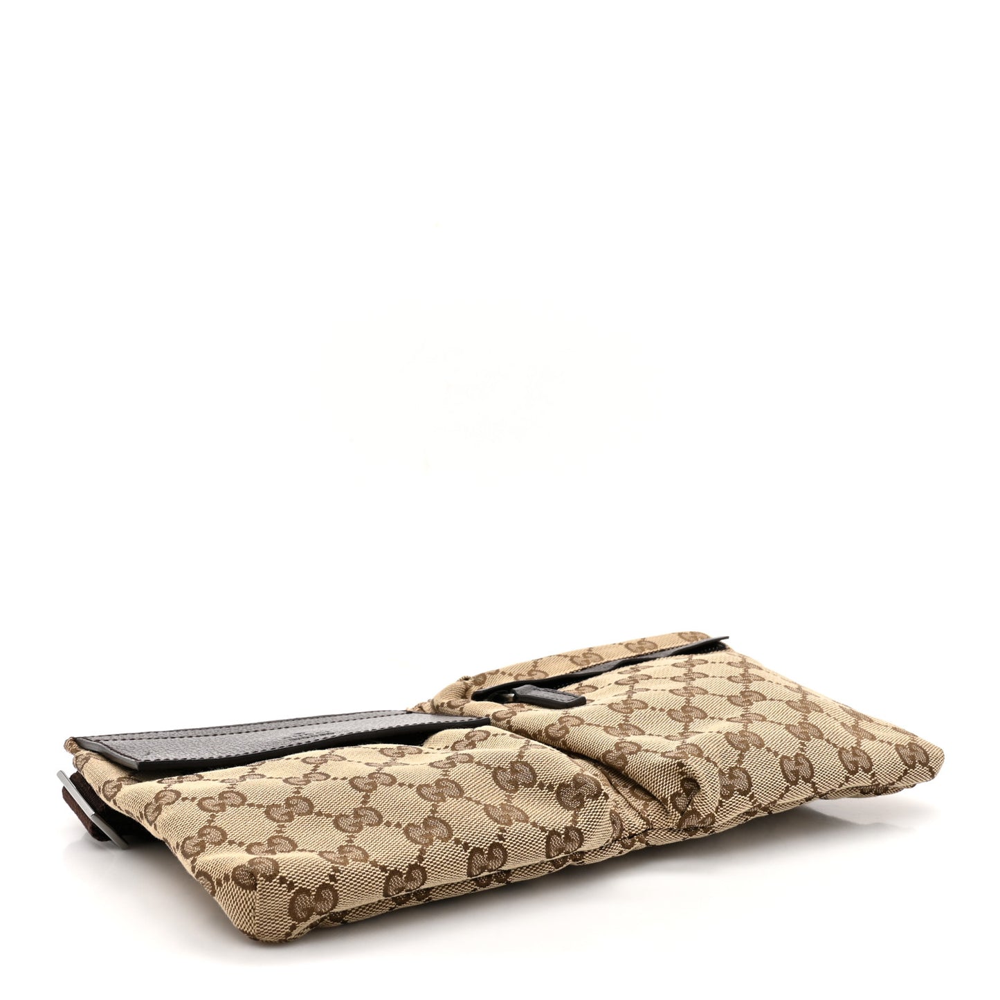 GG Monogram Double Pocket Belt Bag Dark Brown