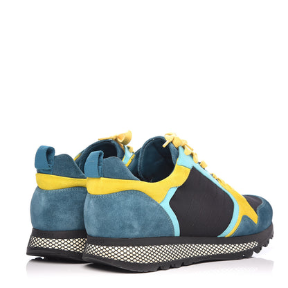 Gucci Suede Calfskin Mens Low Top Sneakers 11 Teal Yellow 4 of 9